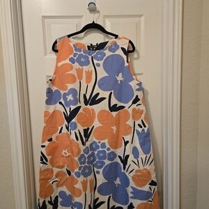 Marimekko Bold Floral Dress in Orange and Navy